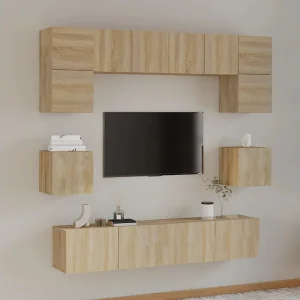 8-delige Tv-meubelset bewerkt hout sonoma eikenkleurig NL65391 8-delige Tv-meubelset bewerkt hout sonoma eikenkleurig NL65391