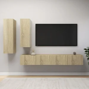 4-delige Tv-meubelset bewerkt hout sonoma eikenkleurig NL26532 4-delige Tv-meubelset bewerkt hout sonoma eikenkleurig NL26532