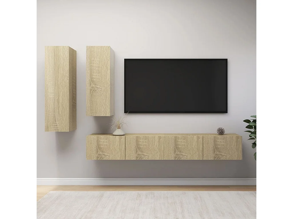 4-delige Tv-meubelset bewerkt hout sonoma eikenkleurig NL26532