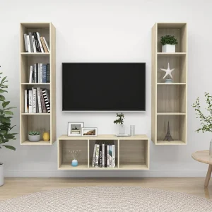 3-delige Tv-meubelset bewerkt hout sonoma eikenkleurig NL46157 3-delige Tv-meubelset bewerkt hout sonoma eikenkleurig NL46157