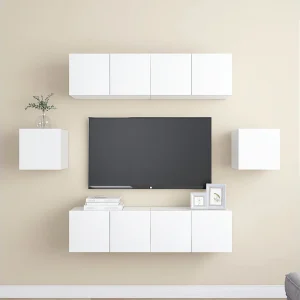 6-delige Tv-meubelset bewerkt hout wit NL735875 6-delige Tv-meubelset bewerkt hout wit NL735875