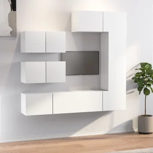 6-delige Tv-meubelset bewerkt hout wit NL799432 6-delige Tv-meubelset bewerkt hout wit NL799432