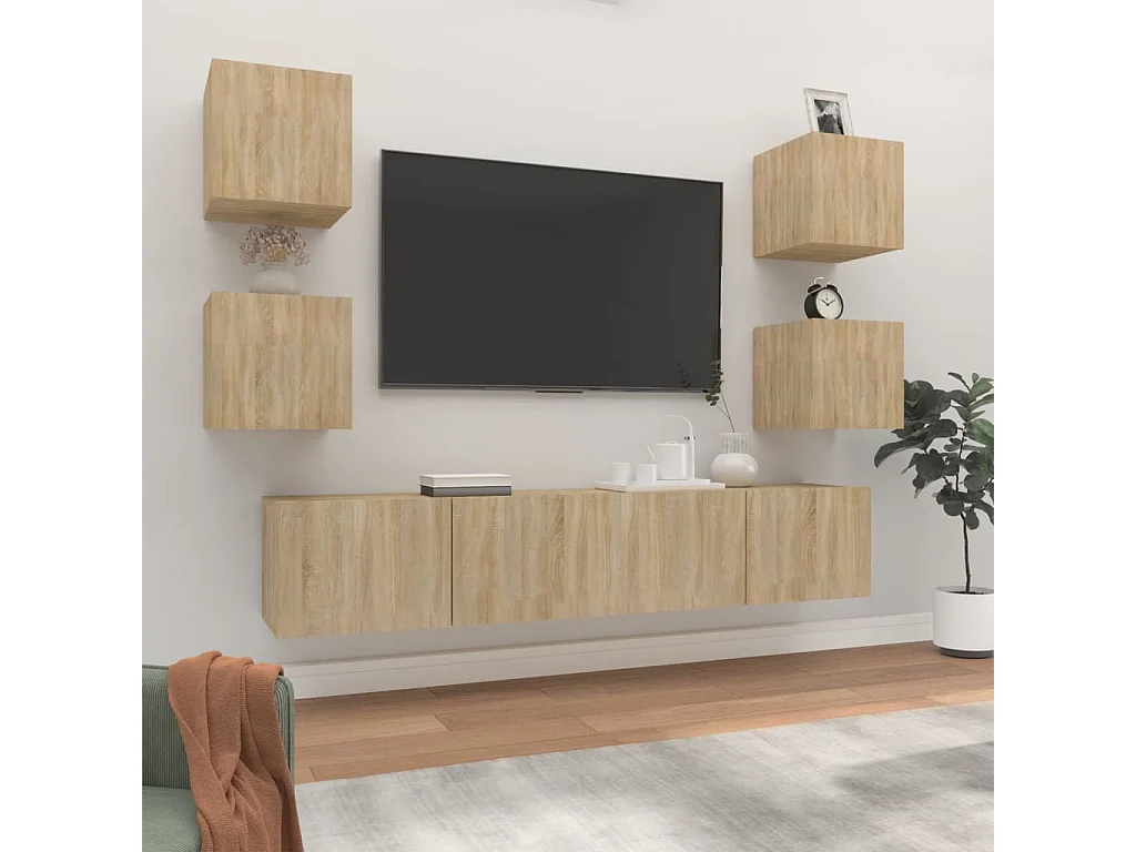 6-delige Tv-meubelset bewerkt hout sonoma eikenkleurig NL69617