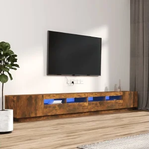 3-delige Tv-meubelset met LED bewerkt hout gerookt eikenkleurig NL14247 3-delige Tv-meubelset met LED bewerkt hout gerookt eikenkleurig NL14247
