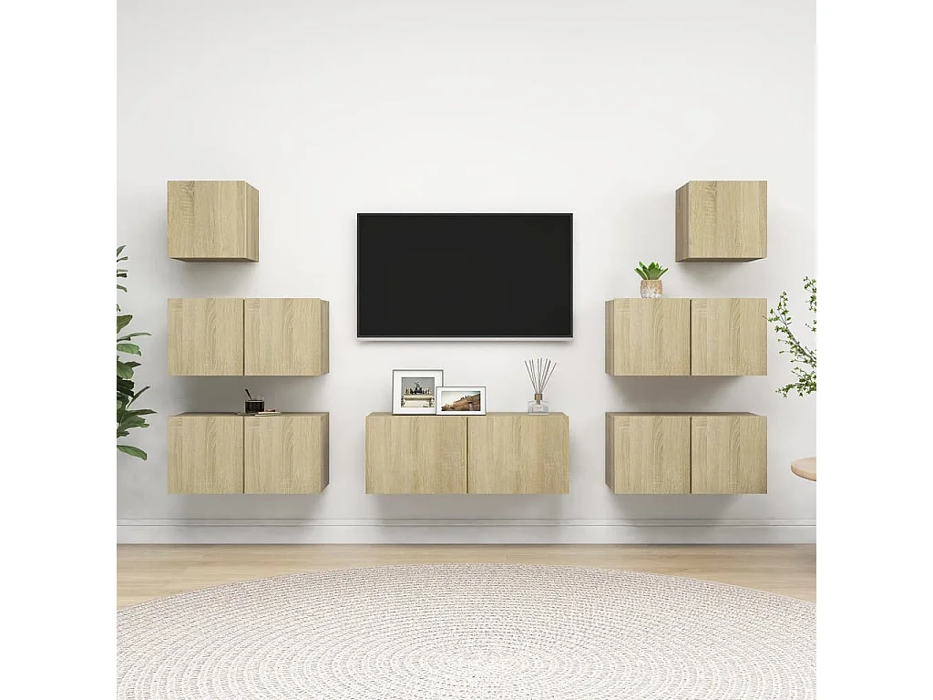 7-delige Tv-meubelset bewerkt hout sonoma eikenkleurig NL67143