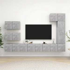 8-delige Tv-meubelset bewerkt hout betongrijs NL326581 8-delige Tv-meubelset bewerkt hout betongrijs NL326581