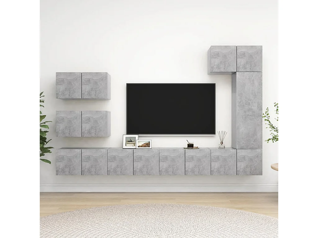 8-delige Tv-meubelset bewerkt hout betongrijs NL326581