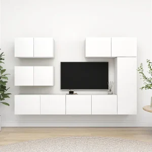 6-delige Tv-meubelset bewerkt hout wit NL534995 6-delige Tv-meubelset bewerkt hout wit NL534995