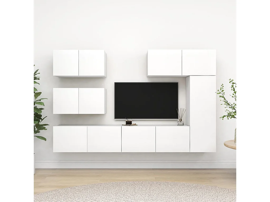 6-delige Tv-meubelset bewerkt hout wit NL534995