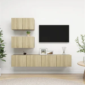 4-delige Tv-meubelset bewerkt hout sonoma eikenkleurig NL80608 4-delige Tv-meubelset bewerkt hout sonoma eikenkleurig NL80608