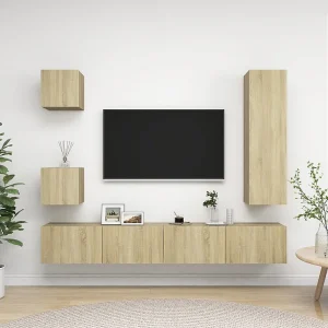 5-delige Tv-meubelset bewerkt hout sonoma eikenkleurig NL94769 5-delige Tv-meubelset bewerkt hout sonoma eikenkleurig NL94769