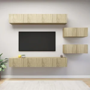 6-delige Tv-meubelset bewerkt hout sonoma eikenkleurig NL84932 6-delige Tv-meubelset bewerkt hout sonoma eikenkleurig NL84932