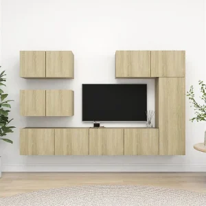 6-delige Tv-meubelset bewerkt hout sonoma eikenkleurig NL48022