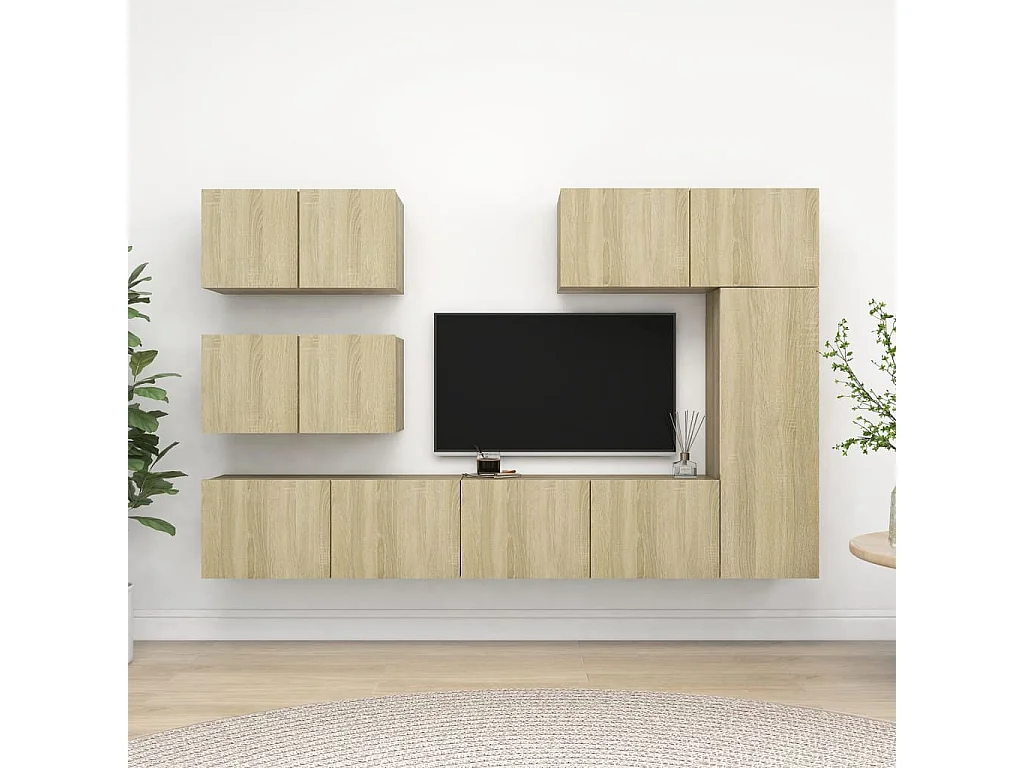 6-delige Tv-meubelset bewerkt hout sonoma eikenkleurig NL48022