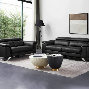 3 zits elektrische sofa met 2 zitplaatsen van zwarte koeienhuid BREYT II – Koop nu online 3 zits elektrische sofa met 2 zitplaatsen van zwarte koeienhuid BREYT II – Koop nu online