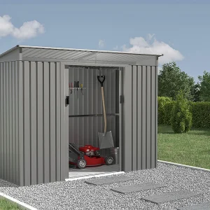 Tuinschuur van grijs gegalvaniseerd staal met transparante dakramen FOLCO – 3,24 m² Tuinschuur van grijs gegalvaniseerd staal met transparante dakramen FOLCO – 3,24 m²