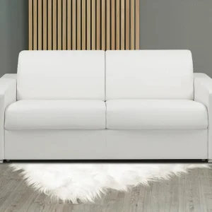 3-zits slaapbank van stof CALITO – Wit – Slaapafm. 140 cm – Matras 16 cm vormgeh. 3-zits slaapbank van stof CALITO – Wit – Slaapafm. 140 cm – Matras 16 cm vormgeh.