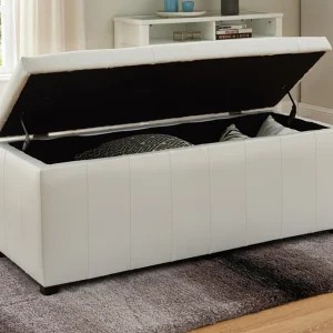 Bankje voor voeteinde bed met opbergruimte CONCIERTO kunstleer Wit Bankje voor voeteinde bed met opbergruimte CONCIERTO kunstleer Wit