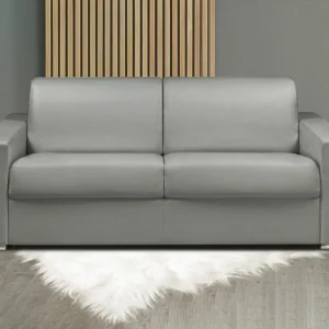 3-zits slaapbank van stof CALITO – Grijs – Slaapafm. 140 cm – Matras 16 cm met vormgeh. 3-zits slaapbank van stof CALITO – Grijs – Slaapafm. 140 cm – Matras 16 cm met vormgeh.