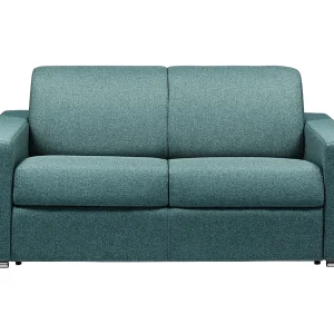CALITO 2-zits Express slaapbank in blauw gemêleerde stof met matras van 18 cm. CALITO 2-zits Express slaapbank in blauw gemêleerde stof met matras van 18 cm.