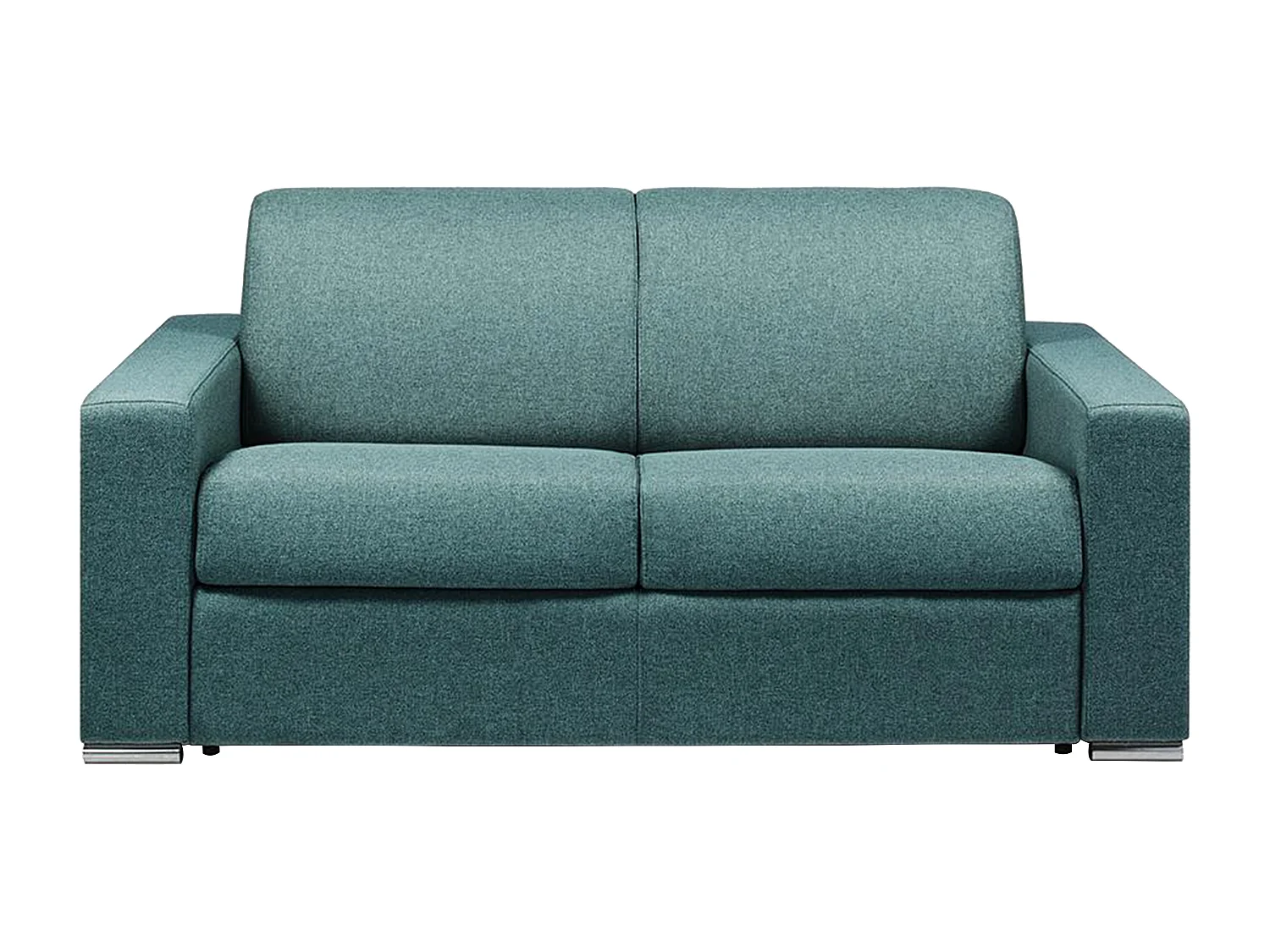 CALITO 2-zits Express slaapbank in blauw gemêleerde stof met matras van 18 cm.