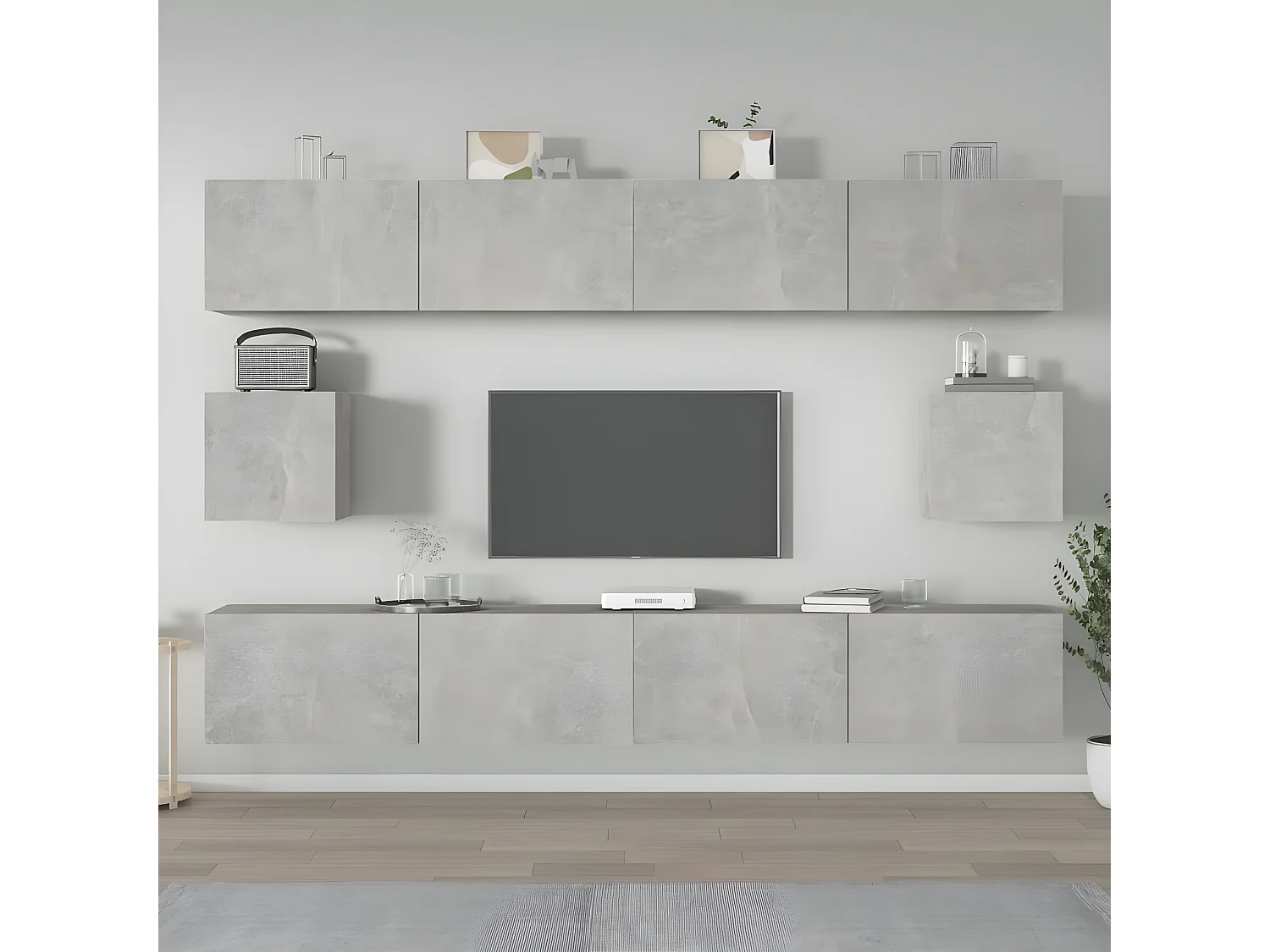 6-delige Tv-meubelset bewerkt hout betongrijs NL414149
