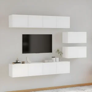 6-delige Tv-meubelset bewerkt hout wit NL833024 6-delige Tv-meubelset bewerkt hout wit NL833024