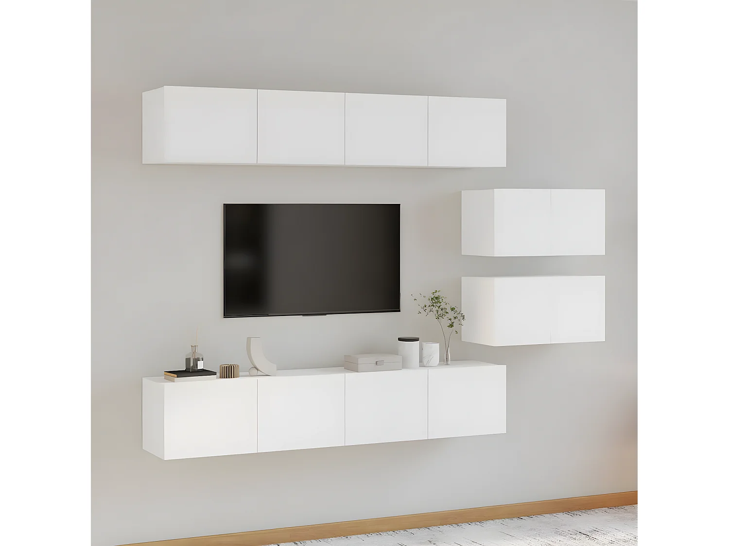 6-delige Tv-meubelset bewerkt hout wit NL833024
