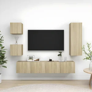5-delige Tv-meubelset bewerkt hout sonoma eikenkleurig NL89264 5-delige Tv-meubelset bewerkt hout sonoma eikenkleurig NL89264