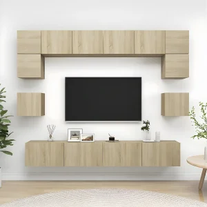 8-delige Tv-meubelset bewerkt hout sonoma eikenkleurig NL68635 8-delige Tv-meubelset bewerkt hout sonoma eikenkleurig NL68635