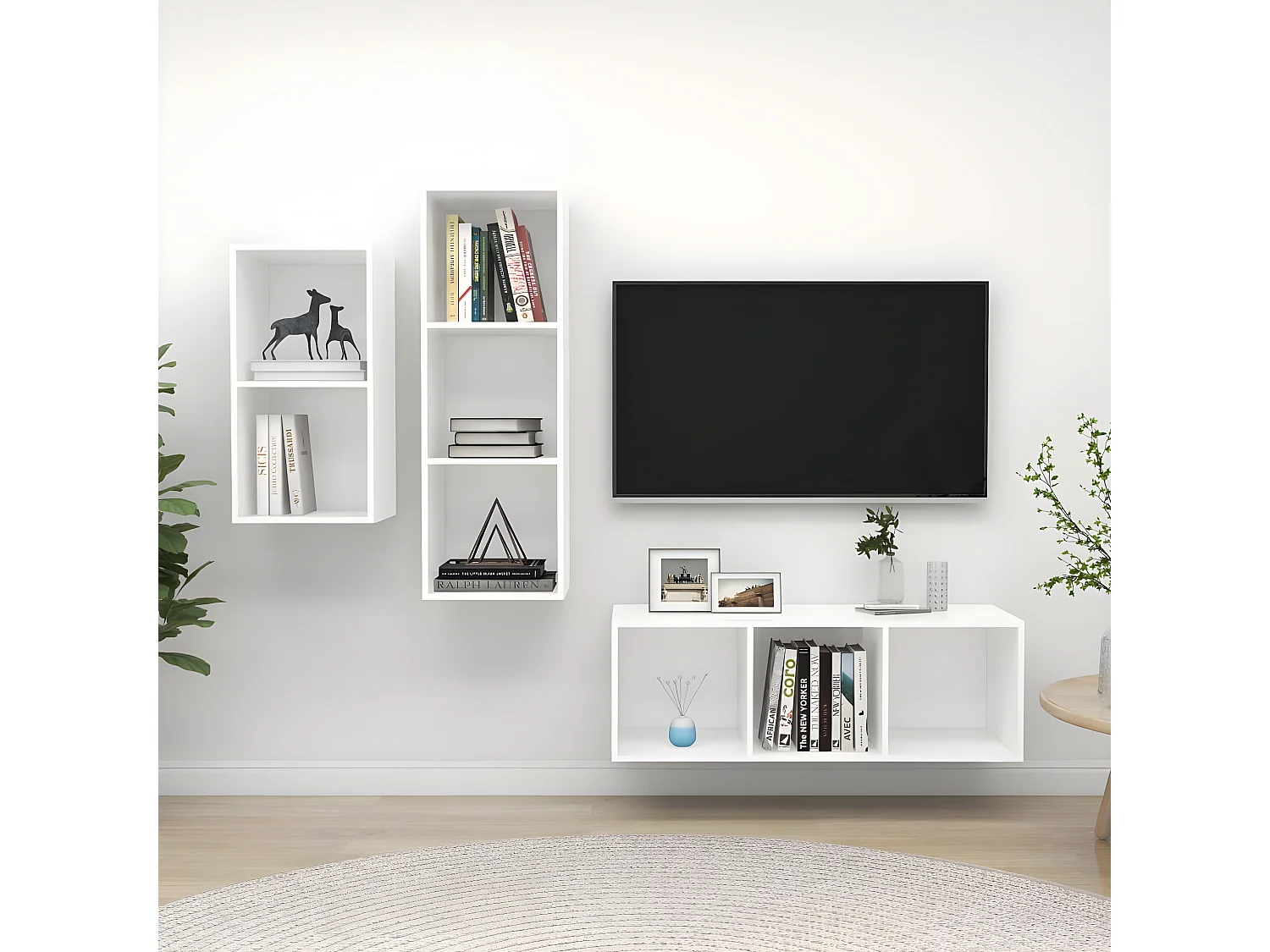 3-delige Tv-meubelset bewerkt hout wit NL178991