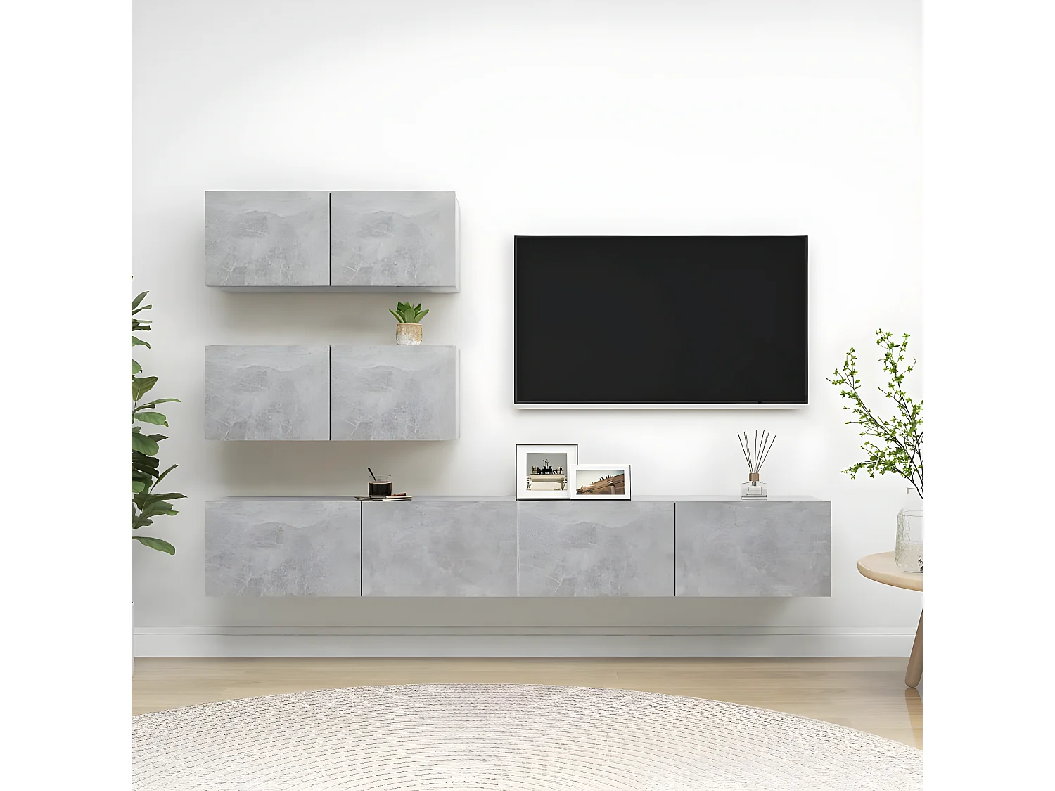 4-delige Tv-meubelset bewerkt hout betongrijs NL828459