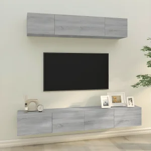 4-delige Tv-meubelset bewerkt hout grijs sonoma eikenkleurig NL366083 4-delige Tv-meubelset bewerkt hout grijs sonoma eikenkleurig NL366083