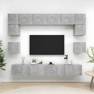 8-delige Tv-meubelset bewerkt hout betongrijs NL655461 8-delige Tv-meubelset bewerkt hout betongrijs NL655461