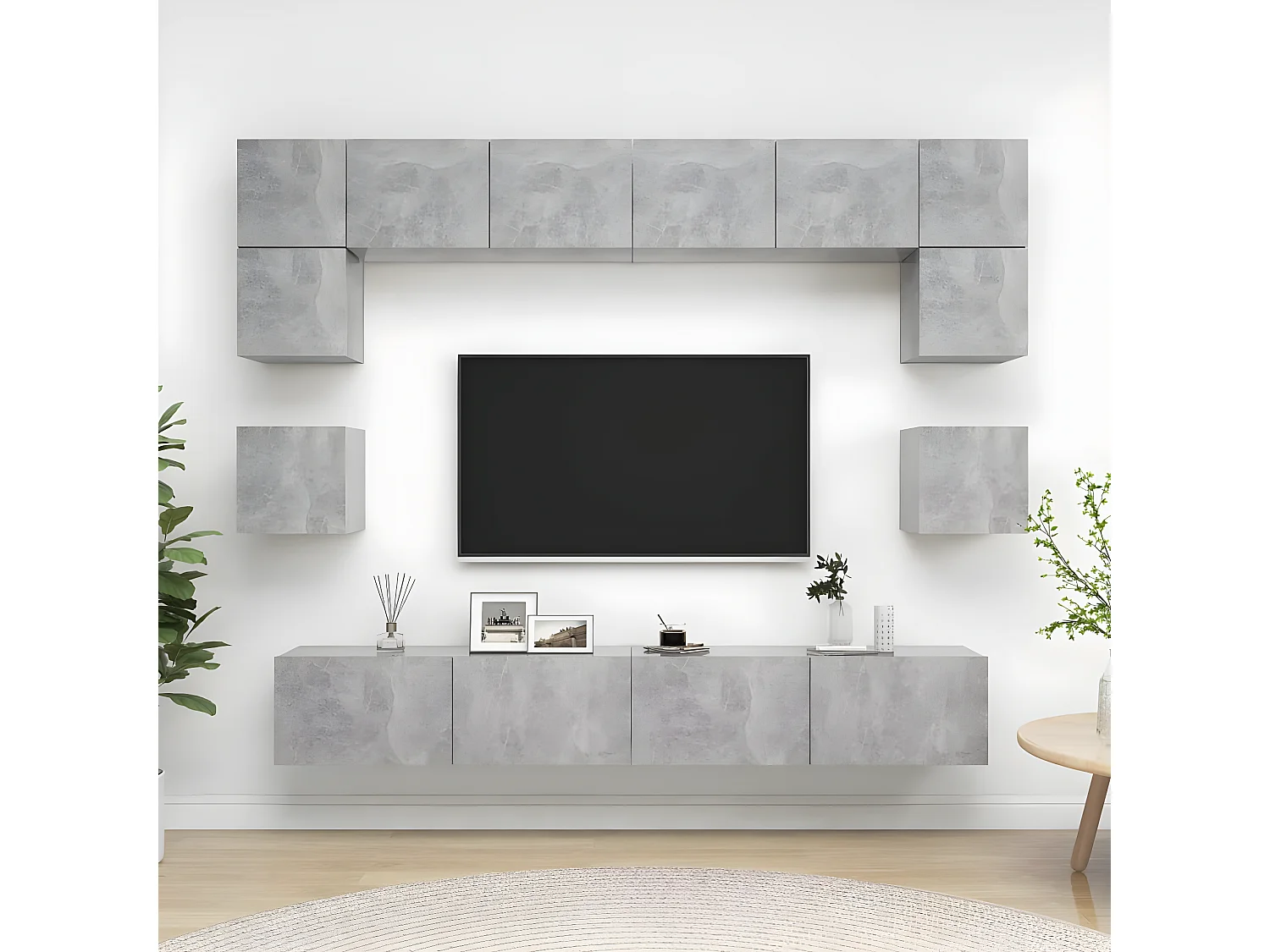 8-delige Tv-meubelset bewerkt hout betongrijs NL655461