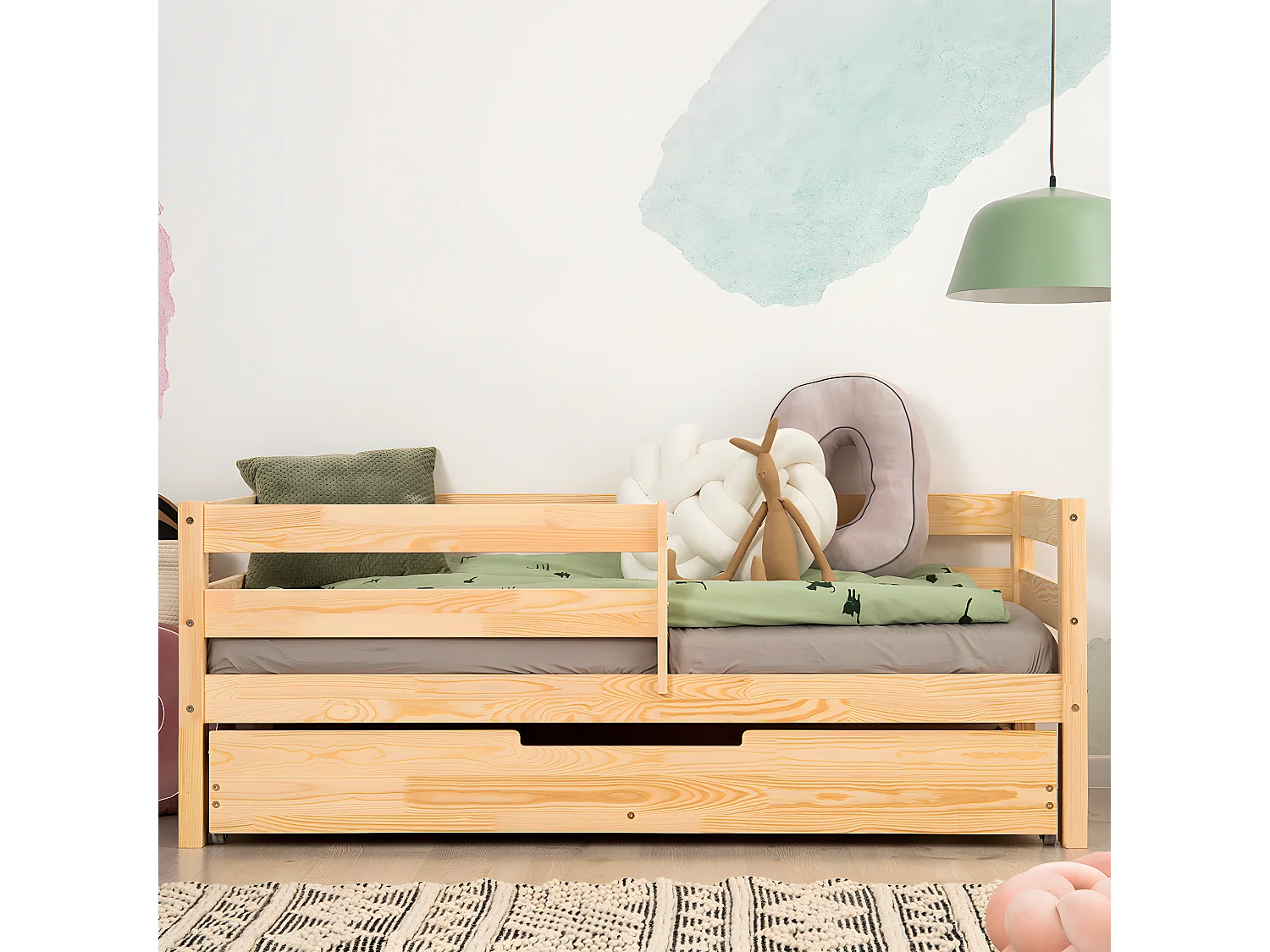 90x190 bed inclusief lattenbodem en lade Diane Hout
