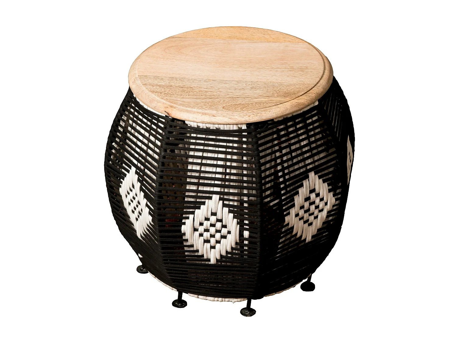 Arion | Endtable in mangohout bruin/zwart, 43 cm