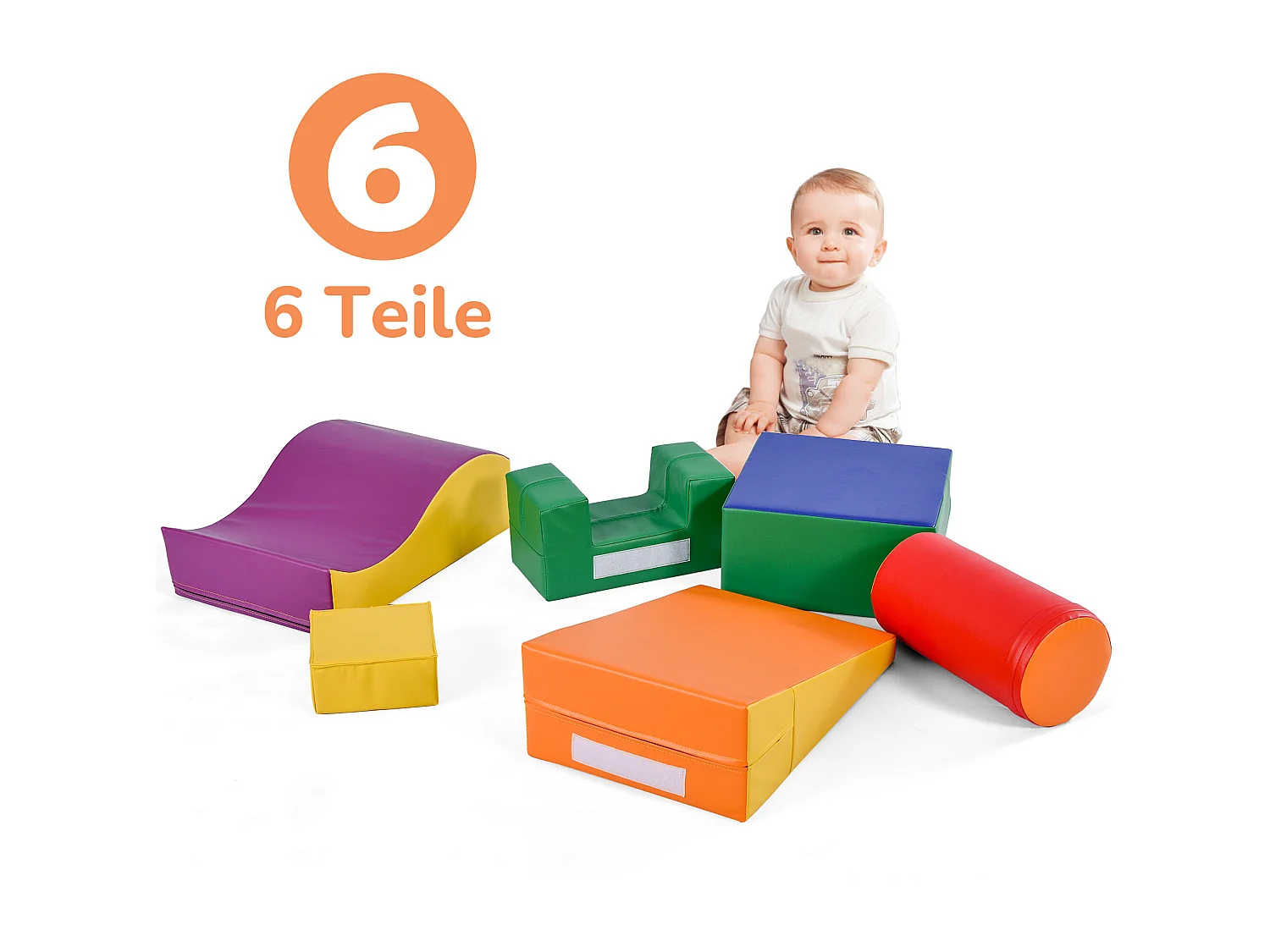6 bouwstenen voor kinderen of baby's - trappen en glijbaan - klimspeelgoed - PU + EPE - gratis combinatie