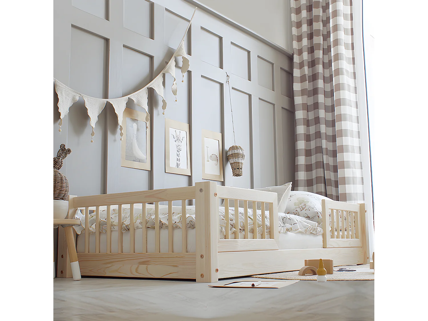 Bed 90x190 met spijlen en lattenbodem inclusief 1 cm poten Adèle Bois
