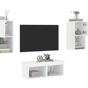 4-delige tv-wandmeubelset met LED-verlichting wit NL126880 4-delige tv-wandmeubelset met LED-verlichting wit NL126880