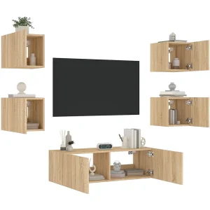 5-delige Tv-wandmeubelset met LED-verlichting sonoma eikenkleur NL262726 5-delige Tv-wandmeubelset met LED-verlichting sonoma eikenkleur NL262726