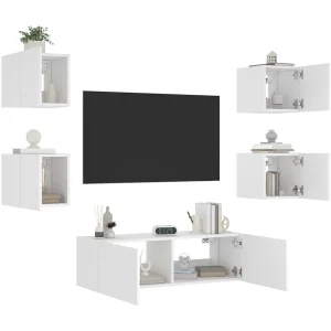 5-delige tv-wandmeubelset met LED-verlichting wit NL649151 5-delige tv-wandmeubelset met LED-verlichting wit NL649151