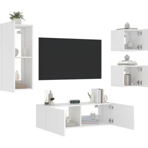 4-delige tv-wandmeubelset met LED-verlichting wit NL396907 4-delige tv-wandmeubelset met LED-verlichting wit NL396907