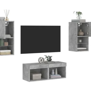 4-delige tv-wandmeubelset met LED-verlichting betongrijs NL385618 4-delige tv-wandmeubelset met LED-verlichting betongrijs NL385618