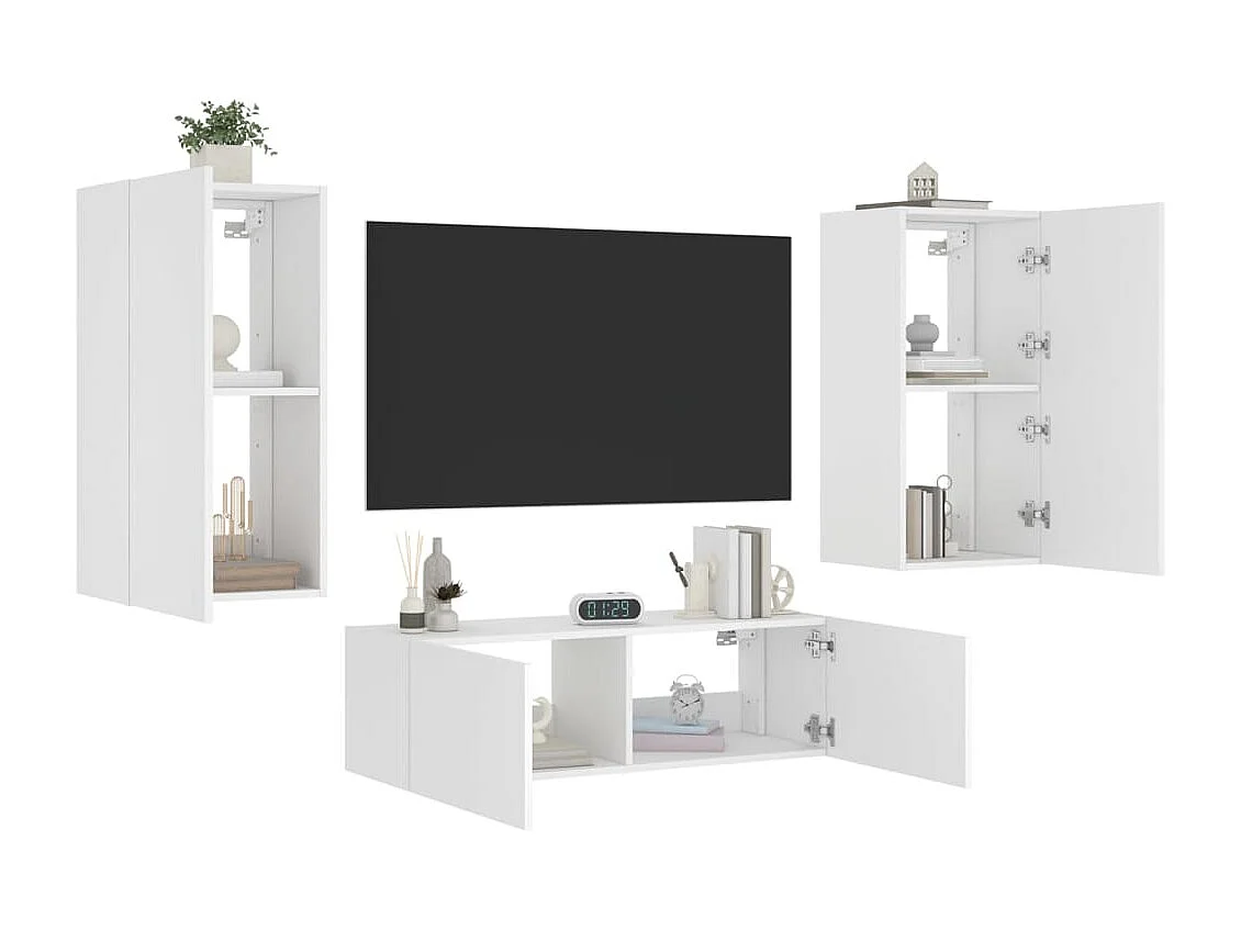 3-delige tv-wandmeubelset met LED-verlichting wit NL196512