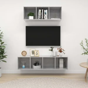 2-delige Tv-meubelset bewerkt hout betongrijs NL979948 2-delige Tv-meubelset bewerkt hout betongrijs NL979948
