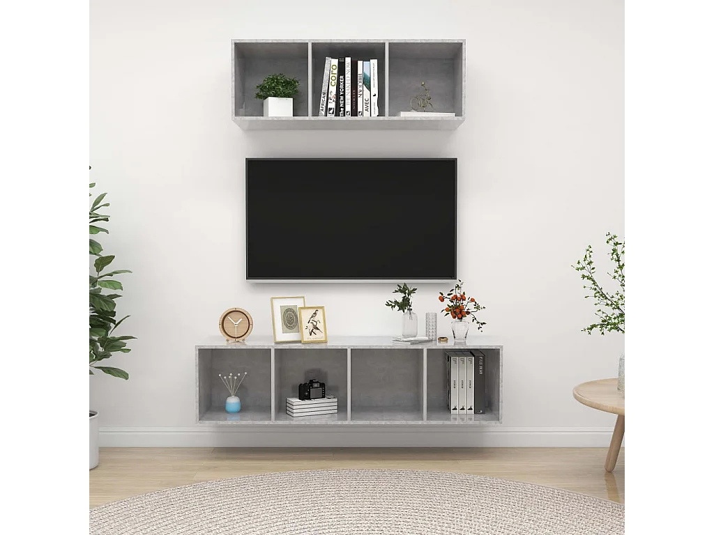 2-delige Tv-meubelset bewerkt hout betongrijs NL979948