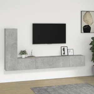 3-delige Tv-meubelset bewerkt hout betongrijs NL955165 3-delige Tv-meubelset bewerkt hout betongrijs NL955165