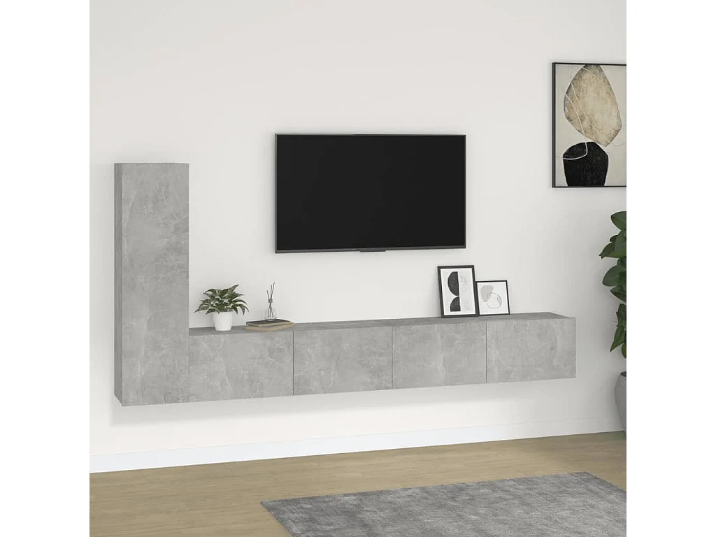 3-delige Tv-meubelset bewerkt hout betongrijs NL955165