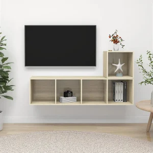 2-delige Tv-meubelset | Tv-Bank | TV-kast spaanplaat sonoma eikenkleurig